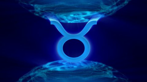 3d rotating taurus zodiacal symbol in abstract space, loopable - 1080p