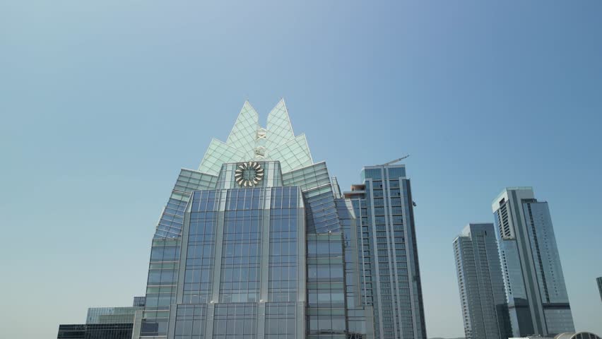 Smooth aerial flight above Austin’s central business district, capturing modern glass towers. Great for corporate promos and real estate videos