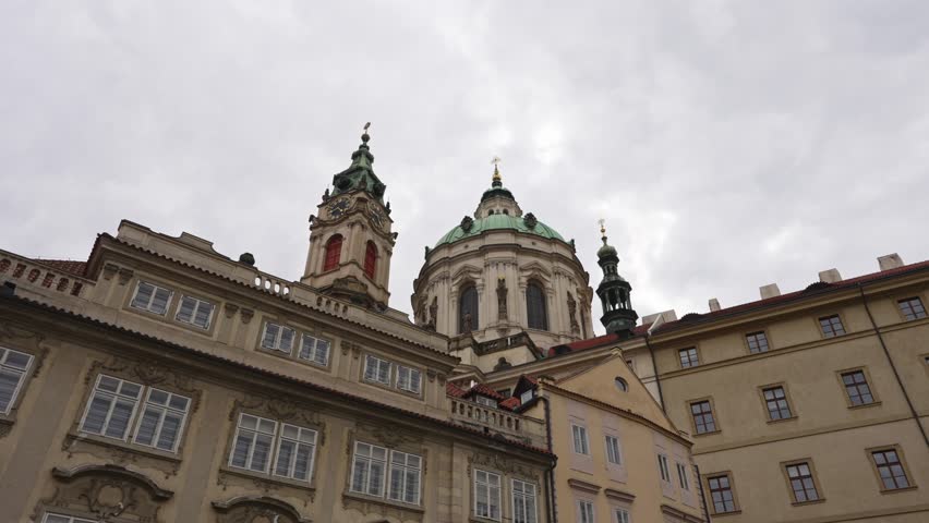 St Nicholas Church Dome and Clock Tower in Prague.