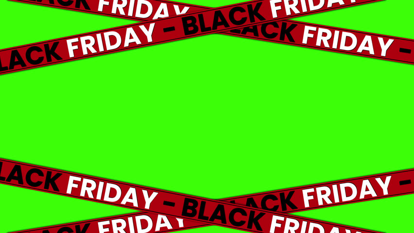 Animated Black Friday banner with moving red ribbon – seamless loop on transparent background for promo, advertising, and discount videos.