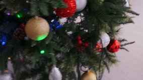 Festive Christmas tree adorned with red, gold, silver, and white baubles, pinecones, and berries. Cozy holiday atmosphere with sparkling lights, ornaments, and seasonal details. - Powered by Shutterstock - Get 15% off with code: PIKWIZARD15