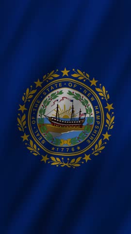 New Hampshire flag waving symbolizing state pride and freedom