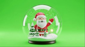 Festive Santa Claus snow globe decoration on a vibrant green background - Powered by Shutterstock - Get 15% off with code: PIKWIZARD15