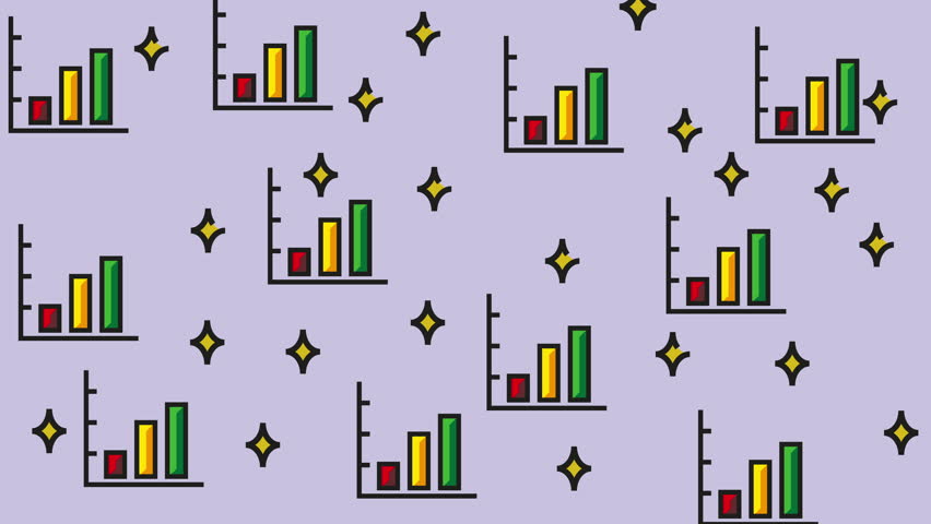 Repeating bar graphs and star shapes on purple background. Ideal for financial reports, presentations, data analysis, business infographics. - Powered by Shutterstock - Get 15% off with code: PIKWIZARD15