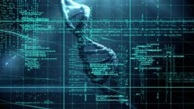 Processing scientific data, DNA strand and binary coding in animation. Science, technology, research, genetics, visualization - Powered by Shutterstock - Get 15% off with code: PIKWIZARD15