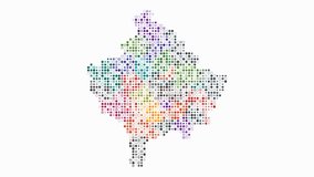 Kosovo animated country shape with pulsating colored dots on the map. Small circle blocks in a digital style on a white background. Creative animation video. - Powered by Shutterstock - Get 15% off with code: PIKWIZARD15