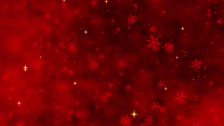 A Magical Christmas Animation Featuring a Sparkling Christmas Tree Surrounded by a Festive Red Background and Shimmering Snowflakes and Stars