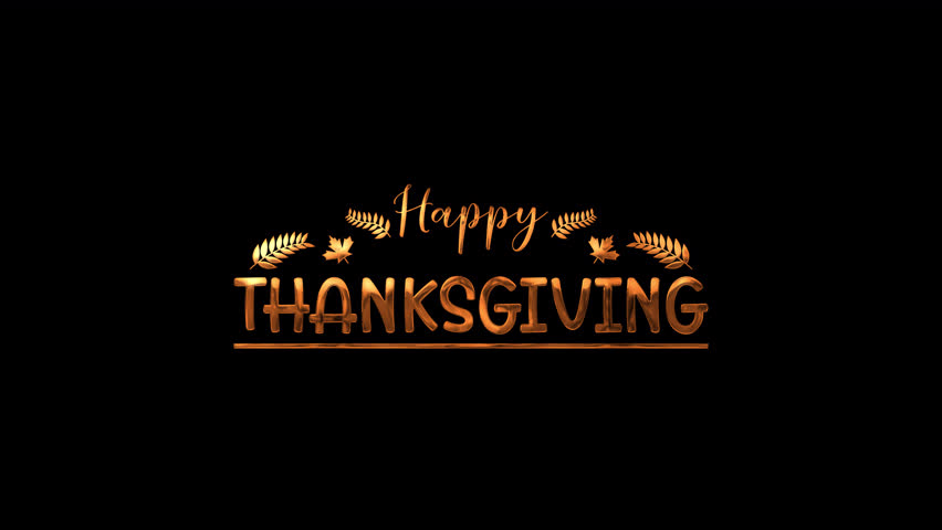 Happy Thanksgiving greeting in glossy copper 3D typography with maple leaves and underline on transparent background, elegant festive autumn holiday banner. 4K video
 - Powered by Shutterstock - Get 15% off with code: PIKWIZARD15