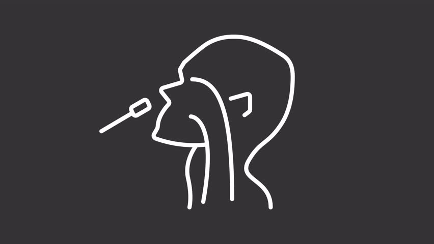 PCR test white line animation. Patient diagnostic animated icon. Moving swab, shaking. Coronavirus, pandemic. Treatment, healthcare. Isolated element on dark background. Alpha transparent video