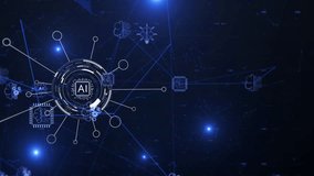 Abstract 4K Futuristic Motion Graphic Depicting Artificial Intelligence with Holographic Robot and Neural Connection HUD Interface - Powered by Shutterstock - Get 15% off with code: PIKWIZARD15