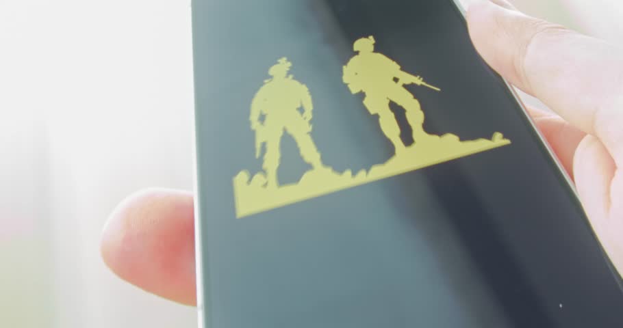 Two soldiers golden silhouette, military concept, presentation
