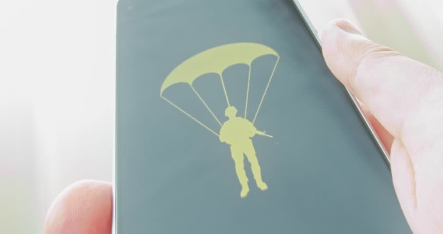 Paratrooper with an open parachute, presentation