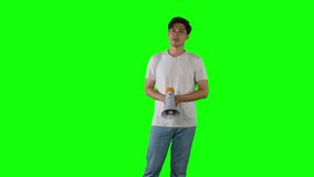 Young Man Shouting Through Megaphone on Green Screen Background - Powered by Shutterstock - Get 15% off with code: PIKWIZARD15