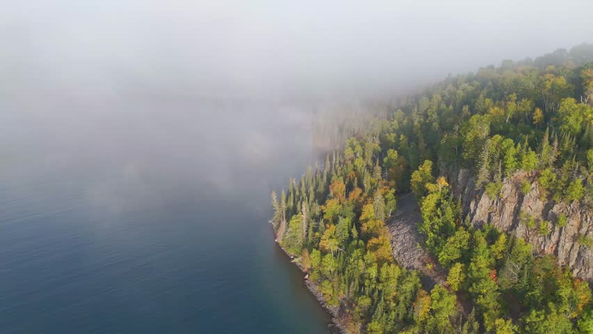 Cliff at Lake Superior shoreline in Ontario, Canada.
