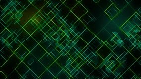 Glowing neon line work with rotating squares animation on dark gradient background dynamic motion graphics and visual effects seamless modern design lighting movement colours green cyan teal - Powered by Shutterstock - Get 15% off with code: PIKWIZARD15