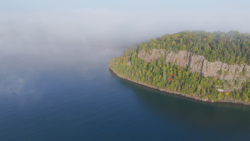 Vertical cliff at Lake Superior shoreline in Ontario, Canada.