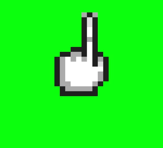 up pointing glove finger direction in pixel art style with green screen background
