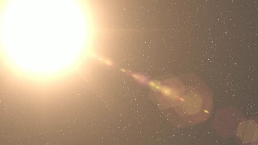 A 10 second loop of abstract light rays emanating from a center light source over a starry backgroud