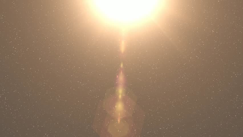 A 10 second loop of abstract light rays emanating from a center light source over a starry backgroud
