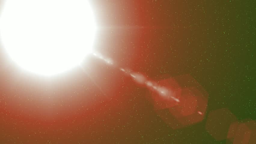 A 10 second loop of abstract light rays emanating from a center light source over a starry backgroud