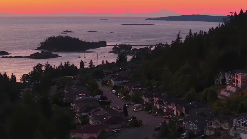 Nanaimo sunrise over tranquil harbour and city skyline
