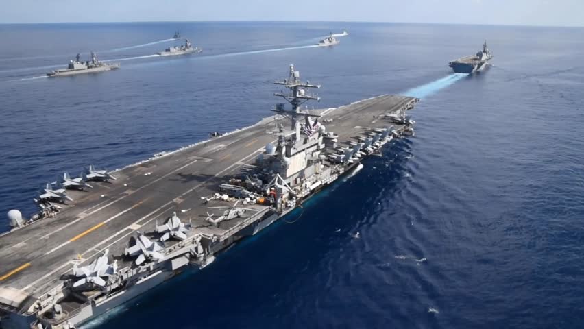 PHILIPPINE SEA (Oct. 26, 2020) U.S. Navy ships assigned to Ronald Reagan Carrier Strike Group joined ships of Japan Maritime Self-Defense Force (JMSDF) Escort Flotilla 1, Escort Flotilla 4