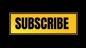 Bright yellow glowing Subscribe text animation with luxury gold and sparkling particle effects available on black and green backgrounds - Powered by Shutterstock - Get 15% off with code: PIKWIZARD15