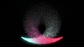 Abstract glowing particles forming a dual-color circle or ring, with flowing red and cyan light trails on black. - Powered by Shutterstock - Get 15% off with code: PIKWIZARD15