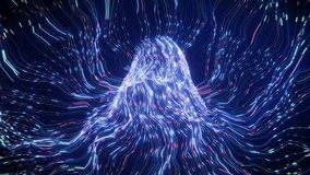 Abstract animation of colorful particles flowing from a wireframe pyramid on a dark background, creating a mesmerizing visual effect - Powered by Shutterstock - Get 15% off with code: PIKWIZARD15