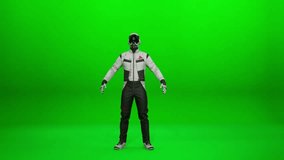A high-resolution 3D render of a futuristic racer or mech soldier in red power armor performing a dynamic action sequence on a green screen. Ideal for cinematic Sci-Fi, VFX work . - Powered by Shutterstock - Get 15% off with code: PIKWIZARD15