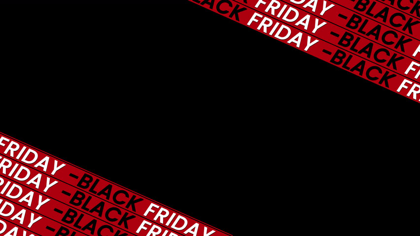 Animated Black Friday banner with moving red ribbon – seamless loop on transparent background for promo, advertising, and discount videos.