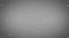 Snowfall animation on grey background. White snow particles, snowflakes falling, winter season snowing overlay, Christmas atmosphere. Endless loop. - Powered by Shutterstock - Get 15% off with code: PIKWIZARD15