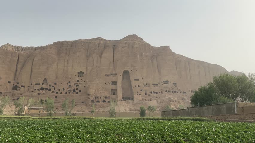 Buddhas of Bamiyan historic archaeological site Valley of Afghanistan wide caves Landscape, Bamyan