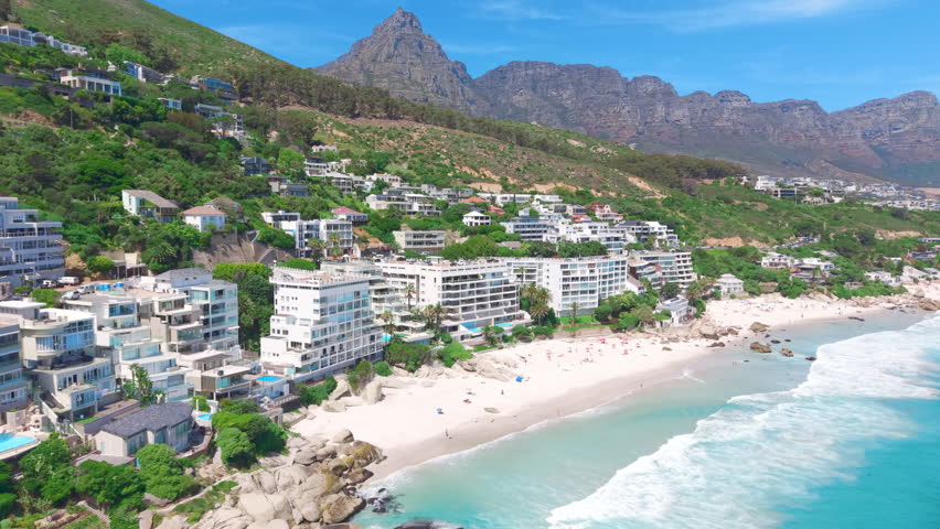 Aerial view of idyllic beach coastline, Cape Town, South Africa