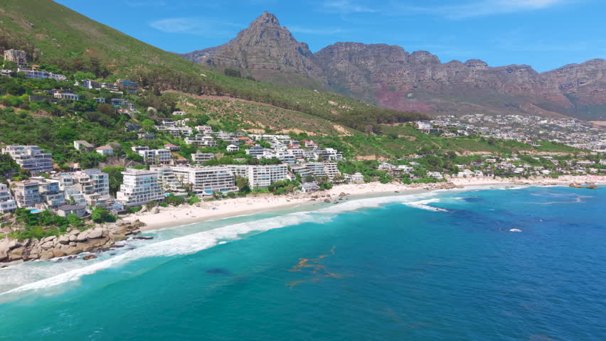 Aerial view of idyllic beach coastline, Cape Town, South Africa