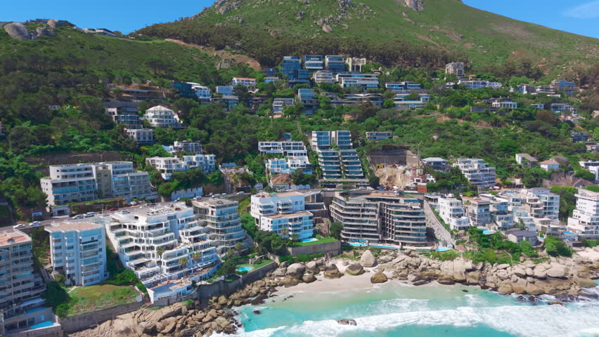 Aerial view of idyllic beach coastline, Cape Town, South Africa