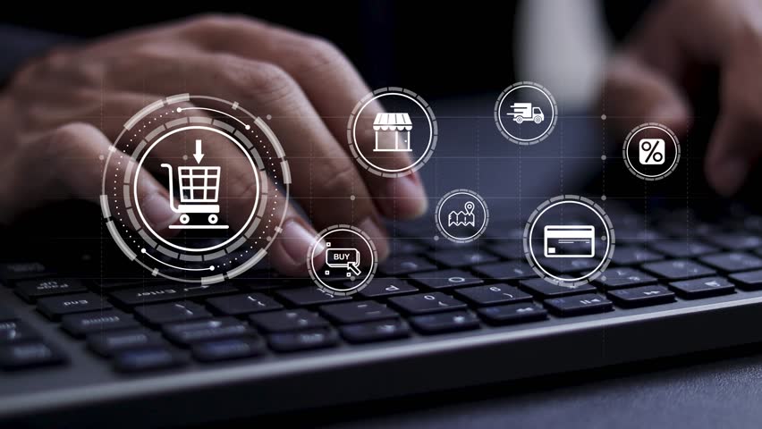 Online Shopping concept. Explore a seamless online shopping service with convenient home delivery options.