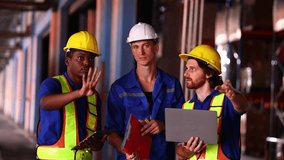 caucasian man handshake and smile, Logistics, Warehouse factory colleagues and people handshake and smile for agreement with company team. Unity and teamwork, Successful hand shaking after good deal - Powered by Shutterstock - Get 15% off with code: PIKWIZARD15