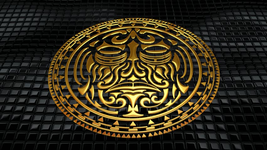 Intricate Abstract Golden Tribal Ornament Illuminated by Soft Light Over Cubes, Elite and Elegant Artwork for Tattoo or Fashion Illustration Concept