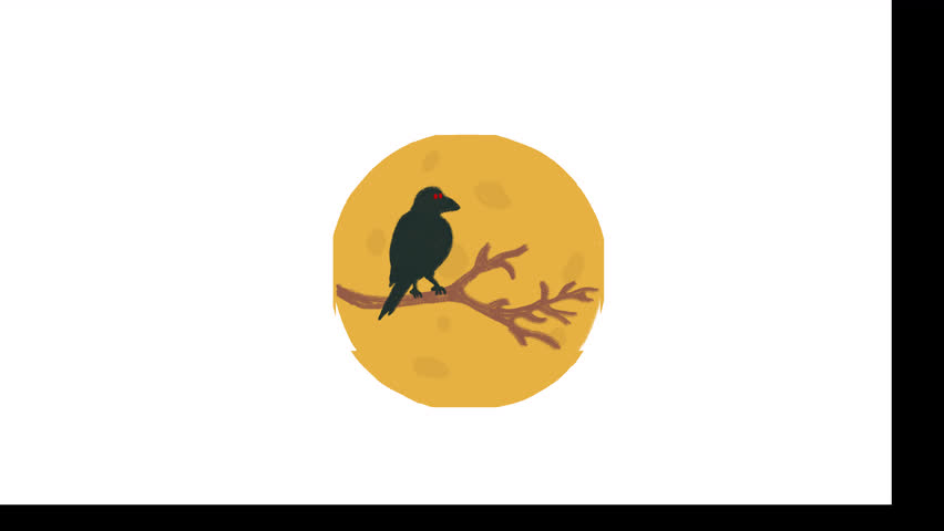 A mysterious flat-animated crow sticker, adding an eerie vibe to Halloween-themed projects.