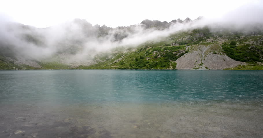 Rainy day on lake Cornisello
