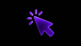 Cursor icon animation by purple color neon mask glow on black background. - Powered by Shutterstock - Get 15% off with code: PIKWIZARD15
