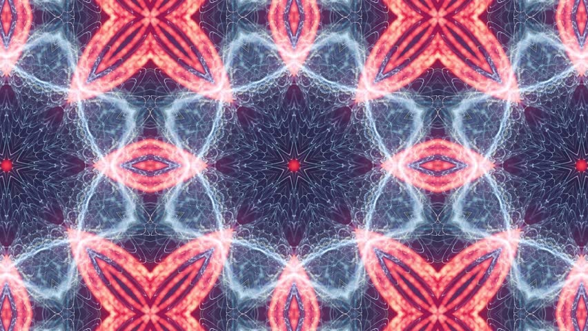 Abstract geometric pattern of red and white lights over a dark blue background.