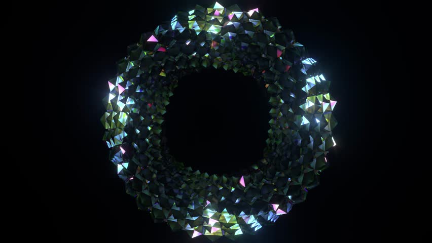 Abstract 3D Glass Refraction Loop Color Spectrum Light Background Prism Effect Animation, 4K Seamless looped Render isolated on black whith true alpha channel