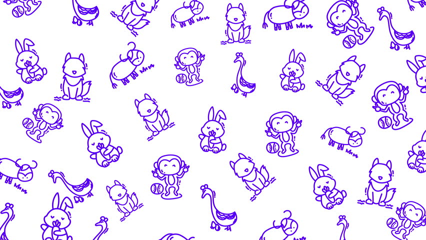 Doodle animal outlines of rabbit, monkey, duck and buffalo cute a whimsical collection suitable for creative projects, children