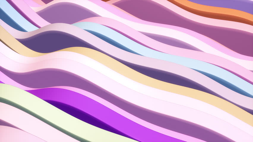 Abstarct 3D Background in Blue with Colorful Geometric Curves