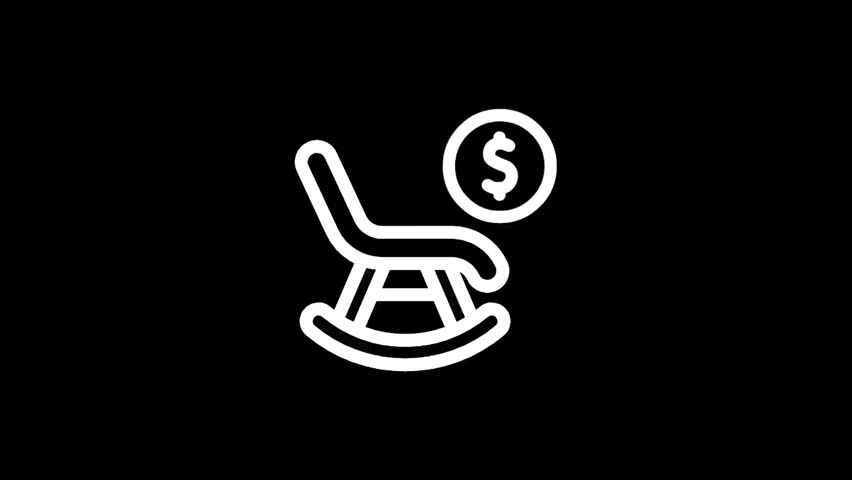 An illustration of a rocking chair with a dollar sign, symbolizing retirement or financial security, set against a black backdrop. - Powered by Shutterstock - Get 15% off with code: PIKWIZARD15