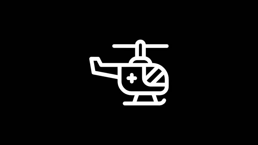A simple, clean illustration of a helicopter with a medical cross, perfect for various design applications. The minimalist design is ideal for logos and icons.