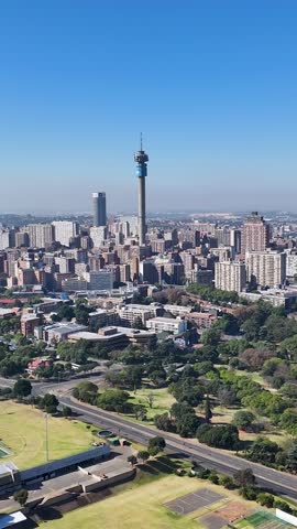 Johannesburg Skyline At Johannesburg In Gauteng South Africa. High Rise Buildings Landscape. Megacity Background. Johannesburg At Gauteng South Africa. Downtown City. Urban Outdoor.
