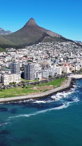 Cape Town Skyline At Cape Town In South Africa. Table Mountain Landscape. Downtown District. Cape Town At South Africa. Tourism Travel. Stunning Skyline. Tourism landmark.